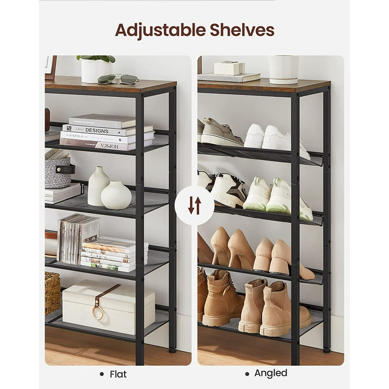 ACEUR 6-Tier Stackable Small Shoe Rack,Lightweight Shoe Shelf Storage  Organizer for Entryway,Hallway and Closet,Silver Grey 