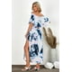 thumbnail image 1 of ABPHQTO Vestido largo teñido anudado con escote en los hombros y volantes para mujer con aberturas, 1 of 5