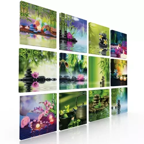 Set De 12 Cuadros Decorativos En Tela Para Salas Spa