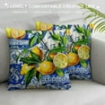 thumbnail image 3 of Mediterranean Lemon On Blue Ceramic Tiles Throw Pillow Cover Cozy Square Throw Pillowcases Home Decorative for Bed Couch Sofa Living Room Cushion Cover  One Size, 3 of 5