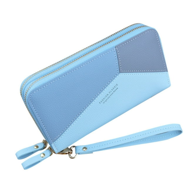 Portefeuille à Double Fermeture Éclair Dames Grande Capacité Pochette Double Couche Sac à Main et Portefeuille pour Hommes Portefeuille pour Fils de Papa