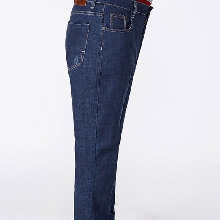 Hattric Men's Loose Fit Straight Leg Jeans - Five-Pocket Denim Trousers With Zip Closure