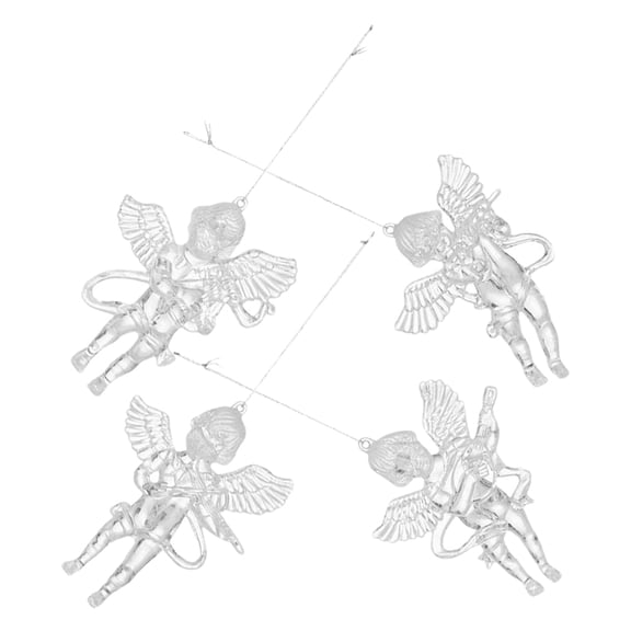 Tineasur Set of 4 Clear Acrylic Angel Ornaments, Christmas Tree Decorations, Holiday Pendant Decor for Festive Home