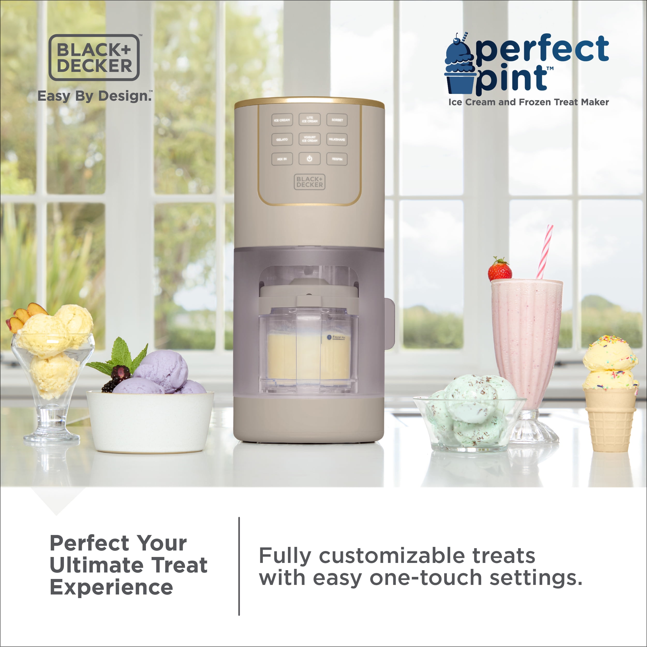 BLACK+DECKER Ice Cream Maker for Frozen Treats, Milkshakes, Sorbet, Gelato, Mix-Ins, Yogurt Ice Cream