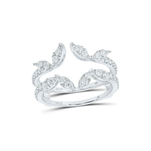 14kt White Gold Womens Round Diamond Wedding Wrap Ring Guard Enhancer 3/4 Cttw