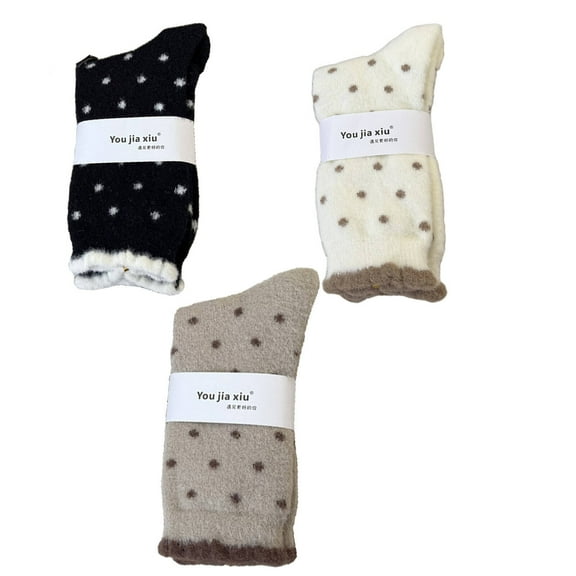 AUQ 3Pairs Socks Warm Fuzzy Socks for Cozy Nights,Soft Long Socks for Winter Wear,Style1
