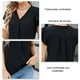 thumbnail image 5 of Blusa negra XXL con escote en V, volantes, mangas cortas de doble capa, corte ajustado, elegante para mujer para el verano, 5 of 6