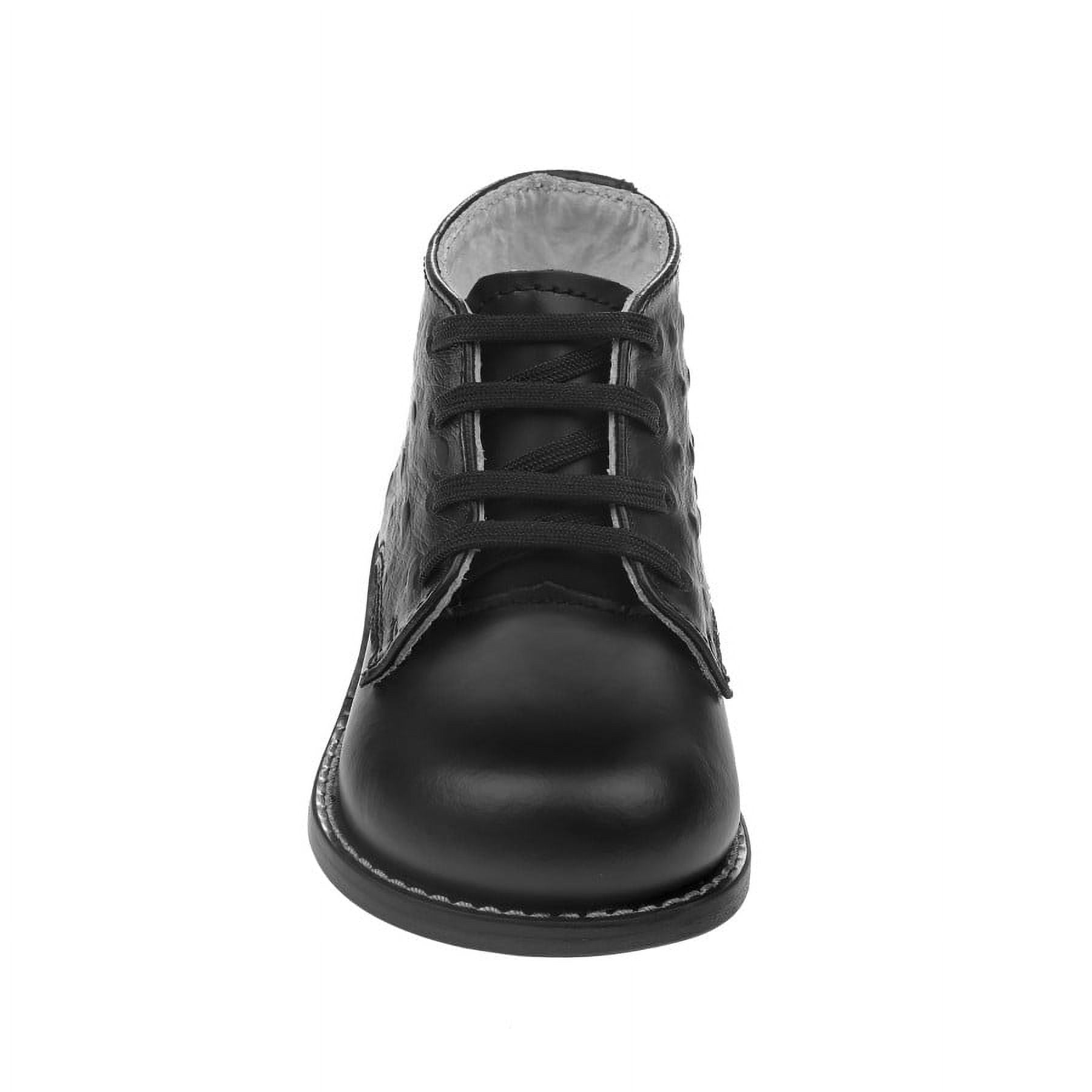 Josmo Unisex Baby Walking Shoes, First Walker Shoes, Genuine Leather Classic Smooth Ostritch Infant Shoes, Matte Black, Size: 3