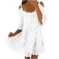 thumbnail image 3 of fatyb Womens Boho Dresses Cold Shoulder Lace Mini Dresses Short Sleeve Casual Beach Vacation Dresses, 3 of 5