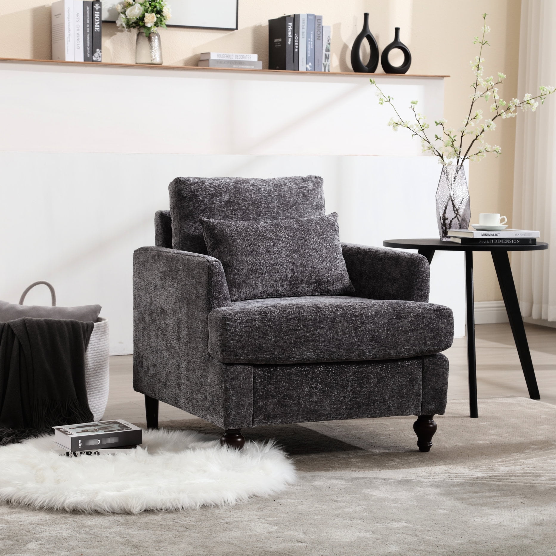 tufted club chair with scooped product