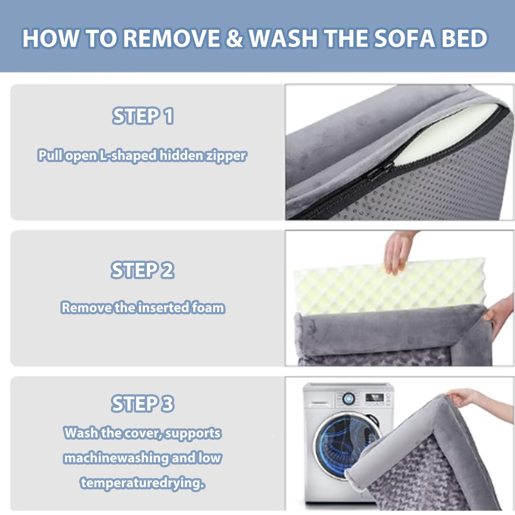 KSIIA Washable Pet Couch Bed for XLarge Dogs，40"x32" Orthopedic Dog Bed with Non-Slip Bottom