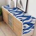 thumbnail image 4 of Blue White Moire Table Runner 72 Inches Long Farmhouse Dress Scarves, Modern Abstract Art Dining Tablerunner for Coffee Table/Kitchen Island/Party Décor, 13" x 72", 4 of 8