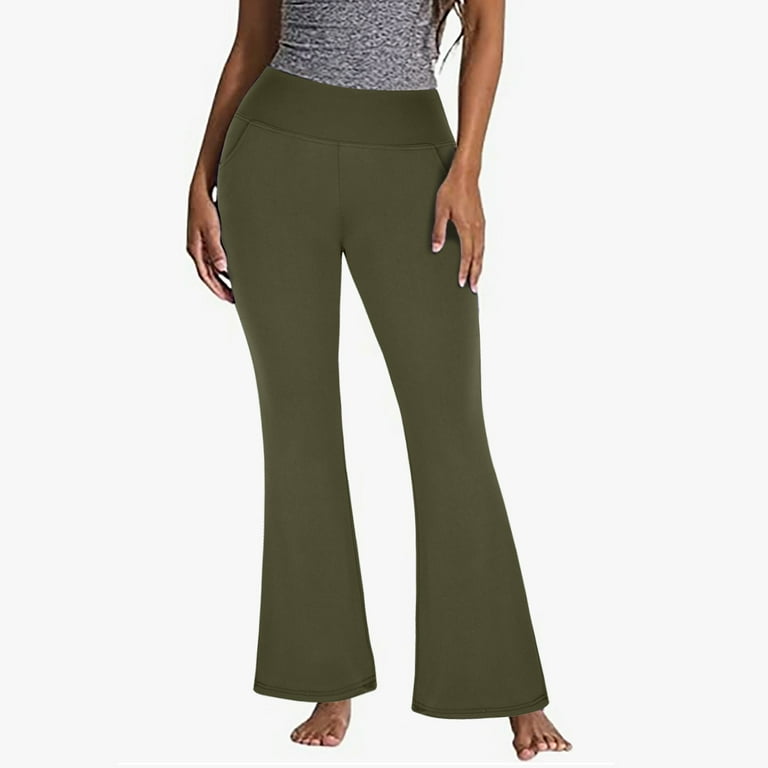 Reduce Price Hfyihgf Women's Yoga Dress Pants High Waist Tummy Control  Leggings Bootcut Work Slacks Stretch Office Casual Flare Pants(Green,S) 