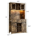 thumbnail image 2 of Ataucjin 72" Modern Farmhouse Coffee Bar Cabinet with LED Lights & Power Outlets, Sliding Barn Doors, Rustic Dark Oak Kitchen Buffet with Wine Storage, Ample Storage for Home Bar, Microwave, 2 of 7