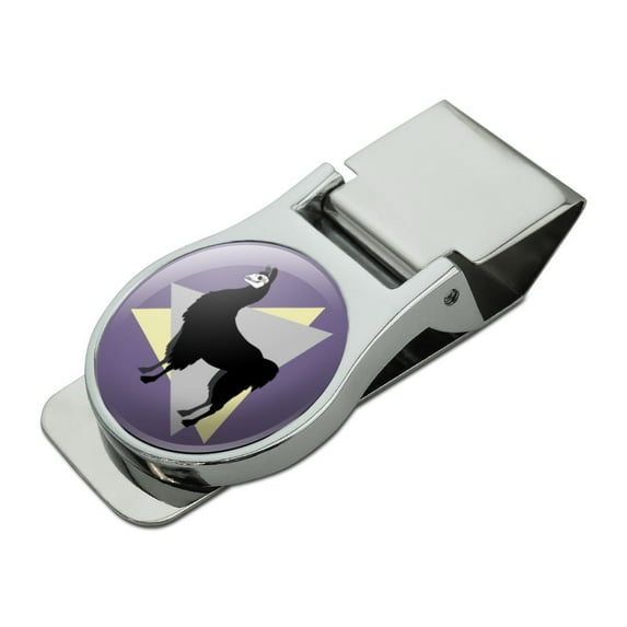 Gothic Llama Satin Chrome Plated Metal Money Clip