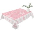 thumbnail image 2 of Snowflakes Christmas Table Cloth Waterproof Tablecloths, Pink Xmas Winter Vintage Tablecloth Dining Table Cover for Kitchen Party Tabletop Outdoor, Rectangle Tablecloth 52x70 Inch, 2 of 9