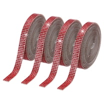 Uxcell 4Roll Rhinestone Ribbon, 0.35"Self Adhesive Crystal Rhinestone Strips, 1yard Resin Bling Diamond Sticker for DIY Crafts Phone Decorations, Red