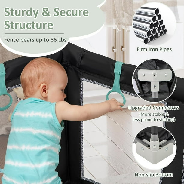 INFANS Foldable Baby Playpen with Mat, 59” x 59” Large Baby Play