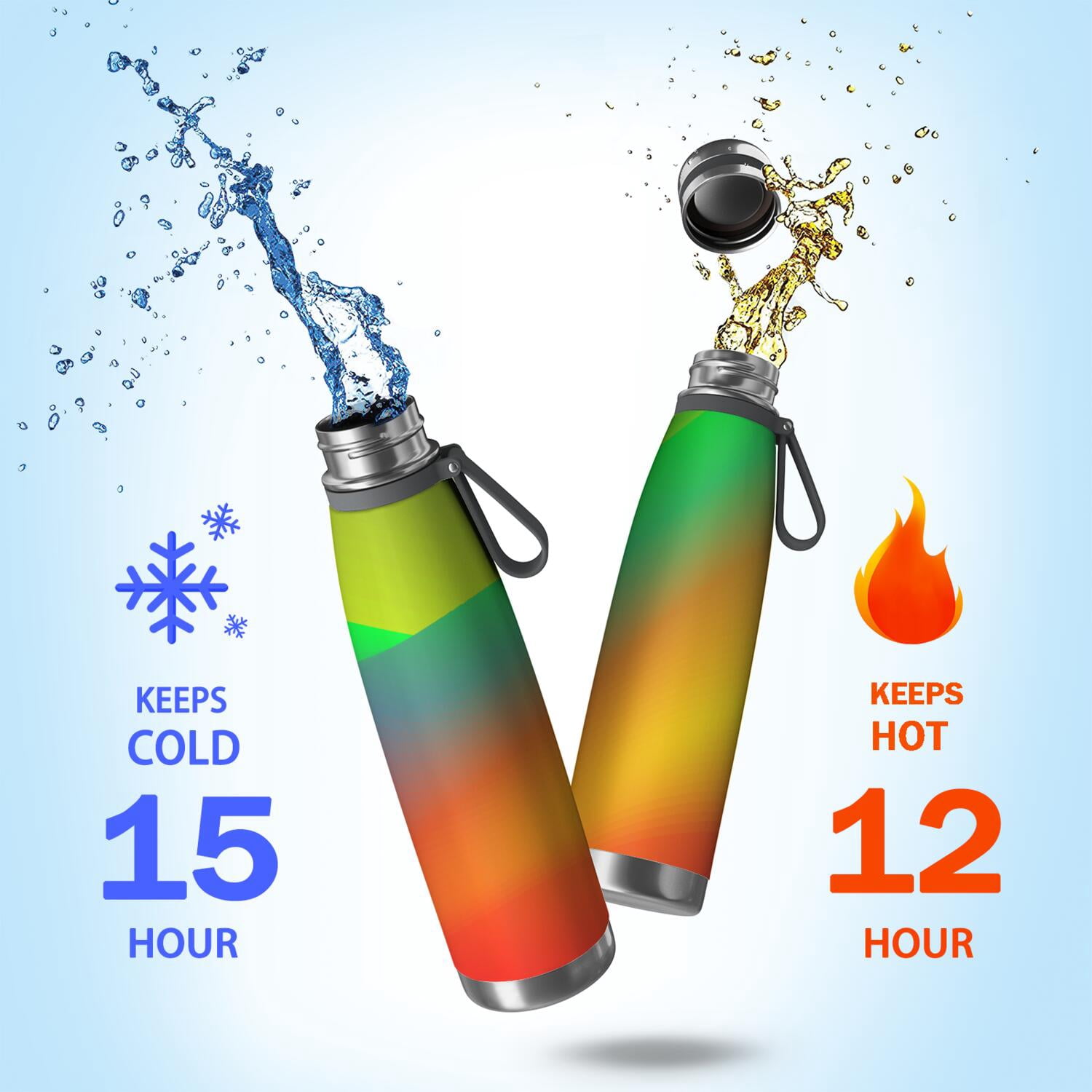 29oz Insulated Water Bottle with Tea Infuser, Stainless Steel Travel Mug, Fluid Smoke Aurora Art Style