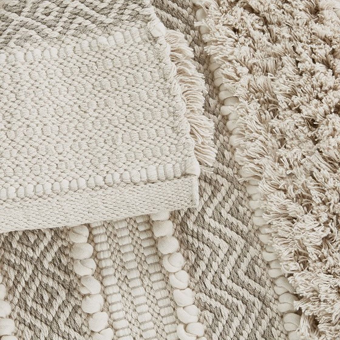 MAYEERTY Woven Texture Stripe Bath Rug Natural 22x58", Beige