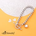 thumbnail image 3 of ‎555Jewelry 5mm Stainless Steel Puffed Heart Charm Box Chain T Toggle Clasp Bracelets for Women & Girls, 8.25 Inch, Silver, 3 of 8