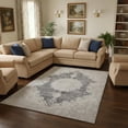 thumbnail image 2 of HomeRoots 678885 9 x 12 ft. Black Beige & Gray Oriental Washable Machine Made Rectangle Area Rug with UV Protection, 2 of 9