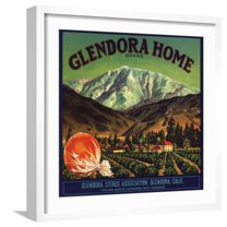 Art.com Glendora Home Brand - Glendora, California - Citrus Crate Label Art Print by Lantern Press, White Frame Wall Art, 21" x 21"