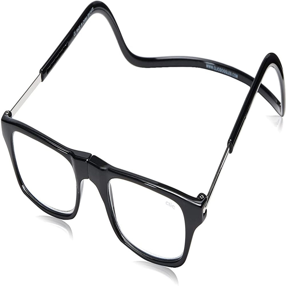 1.25 Power Adjustable temple length Clic Magnetic Reading Glasses Black long