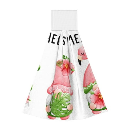 

Zufioo Hello Summer Gnome Print Coral Fleece Velcro Hand Towel Hangable Absorbent Hand Towel Suitable for Kitchen Bathroom Household Items