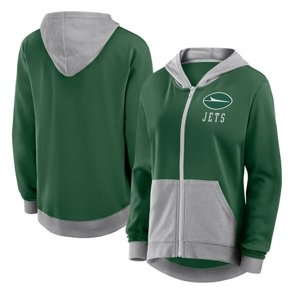 Women's Logo Athletic Green New York Jets Hit It French Terry Full-Zip Hoodie