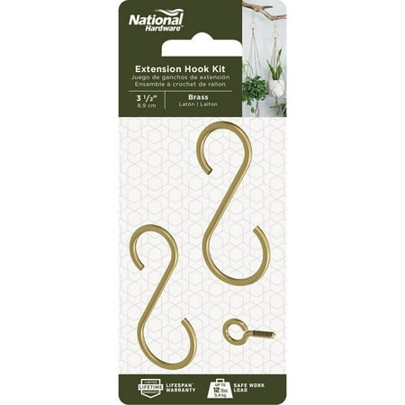 

National-2 pcs National Hardware 3-1/2 In. Brass Steel Extension Hook Kit
