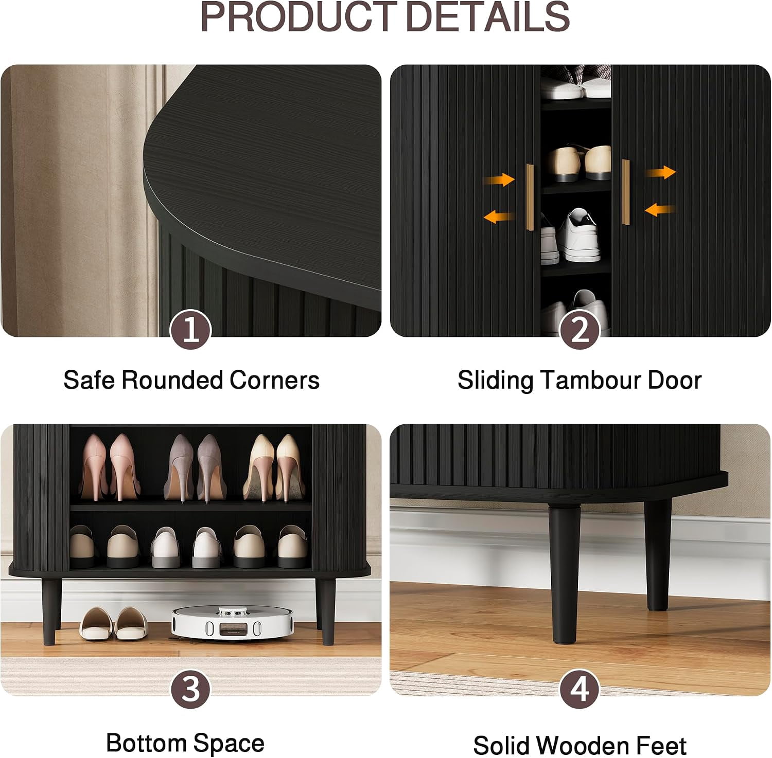 31.5 " Shoe Storage Cabinet with Sliding Door, 6-Tier Adjustable Freestanding Shoe Organizer for Entryway, Hallway, Black