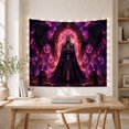 thumbnail image 5 of Skeletal Figure with Feathered Wings in a Gothic Archway, Dramatic Fantasy for Dark Art Enthusiasts, Mystical Wall Art Decor, Halloween Gift, Tapestry Wall Hanging for Bedroom and Living Room, 5 of 7