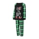 thumbnail image 3 of Pijamas navideños familiares a juego, camisetas de manga larga con estampado de elfos y letras + pantalones a cuadros. Pijama que brilla en la oscuridad., 3 of 10
