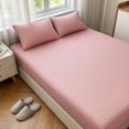 thumbnail image 2 of REGALWOVEN Fitted Sheet, Polyester Stripes Bed Sheets, Breathable and Comfortable Bedding for All Seasons Pink 1 PC 53.9x74.8 inch, 2 of 5