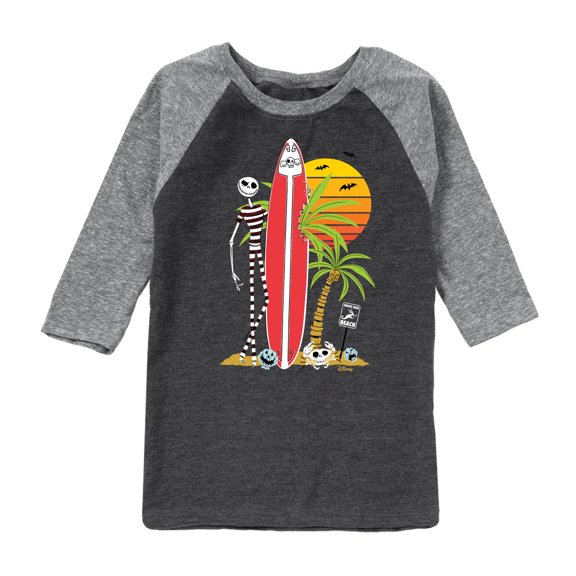 Nightmare Before Christmas - Ghost Dog Beach Surfer - Toddler And Youth Raglan Graphic T-Shirt