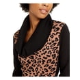 thumbnail image 3 of BCX Womens Black Animal Print Long Sleeve Cowl Neck Short Shift Dress M, 3 of 4