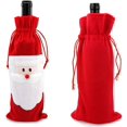 thumbnail image 1 of 2 bolsas de papel con cordón para botellas de vino de Navidad, regalo para fiestas de Navidad, cenas, bebidas, decoración, Papá Noel rojo, 1 of 5