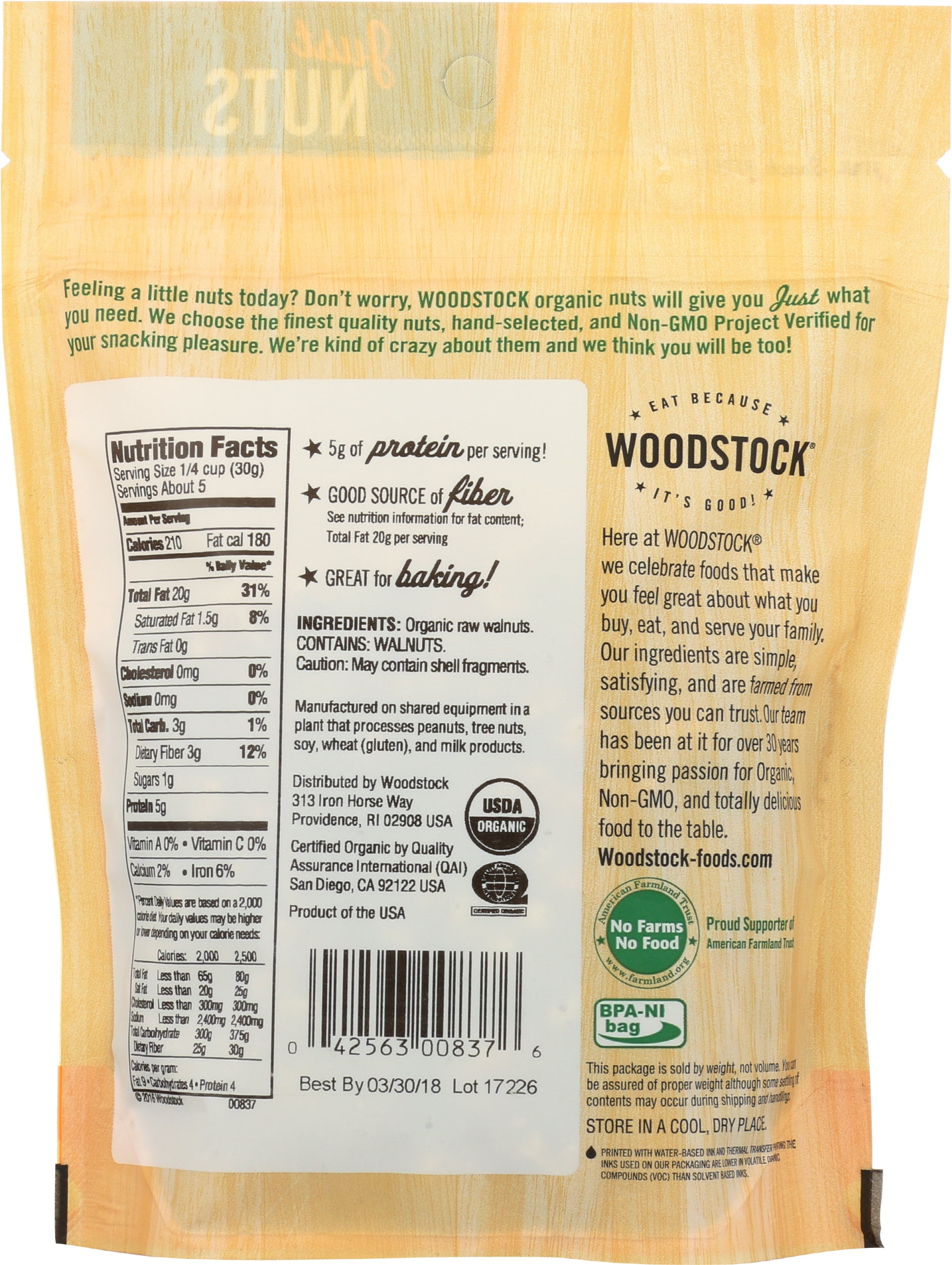 Pack of 8, Woodstock Organic Walnuts Halves & Pieces, 5.5 oz