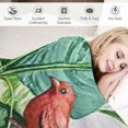 thumbnail image 3 of BCIIG Tropical Plant Blue Berries Red Bird Warm Lightweight Blanket Soft Fleece Throw Blanket Living Rooms Sofa Decor Cow Gifts All Seasons Excellent Hand Feel Blanket 50x60in, 3 of 6