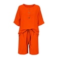 thumbnail image 4 of 2 Piece Short Sets For Women,Matching Two Piece Pajama Fashion Oversized Shirts And Shorts Spring Outfit 2026 Orange XL, 4 of 4