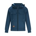 thumbnail image 3 of BXINGOHAI Mens Full Zip Hoodies Sweatshirts Resistant Sweatshirt Solid With Pocket Drawstring Long Sleeve Shirts 2024 Outdoor Sport Tops Today Sales Blue,L, 3 of 3