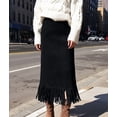 thumbnail image 6 of Suede Skirts for Women Fall Winter Midi Pencil Skirt with Tassel Black XL, 6 of 7