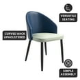 thumbnail image 6 of LeisureMod Dining Chair Upholstered in Leather with Curve-Back Design and Wood Leg for Modern Home and Kitchen Set of 4 Paradiso Collection  in Blue/White, 6 of 12