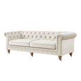 thumbnail image 3 of Rustic Manor Audriana Beige Velvet Chesterfield Sofa 92L x 33.5W x 30.3H, 3 of 10