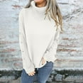 thumbnail image 2 of Women's Solid Color Knitted Turtleneck Sweater Tops Blouses Pullovers Crewneck Long Sleeve Loose Fit Casual Daily Wear Business Office Outfits Fashion Essential Gift for Women, 2 of 9