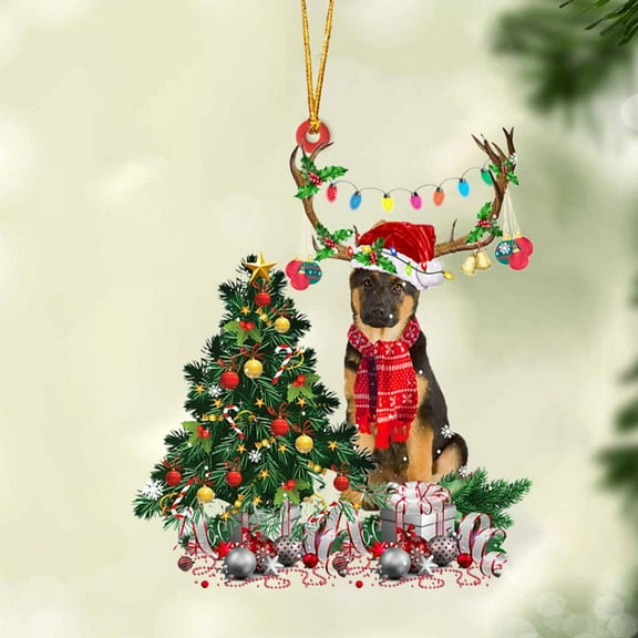 Acrylic 2D FLAT German Shepherd-Christmas Tree Gift Hanging Ornament