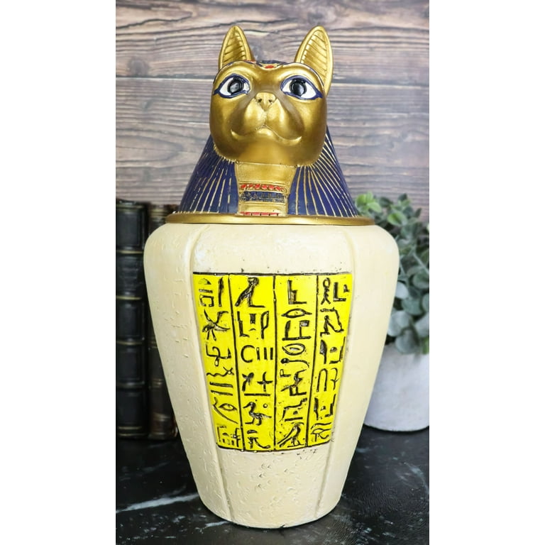 Ancient Egyptian Feline Cat Goddess Bastet Canopic Jar Memorial