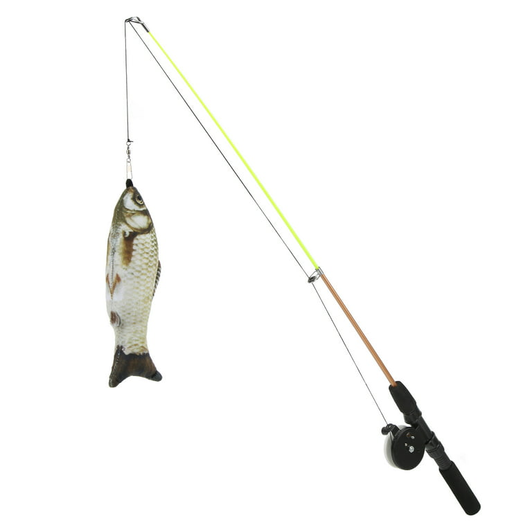 Fishing Rod Cat Toy, Pulley Telescopic Fishing Rod Cat Toy Manual Reel  Design Lifelike Fish Design Safe To Use For Kicking For Biting 