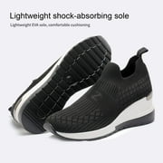 Yolanda Zula Black Wedge Sneakers for Women Slip on Knit Mesh Shoes Breathable Sock Shoes